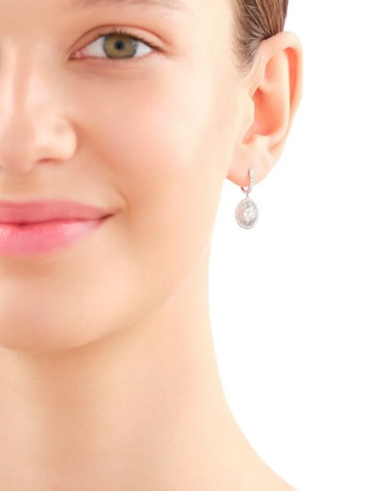 Kolczyki z białego złota z diamentami - 0,85 ct - próba 585