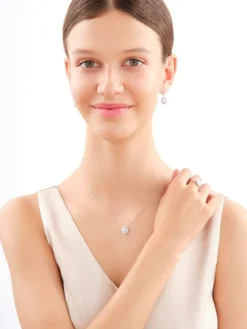 Kolczyki z białego złota z diamentami - 0,85 ct - próba 585