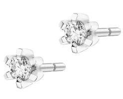 Kolczyki z białego złota z brylantami - 0,08 ct - próba 585