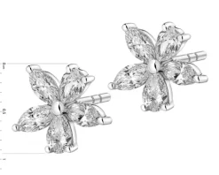 Kolczyki z białego złota z diamentami - kwiaty - 0,94 ct - próba 585