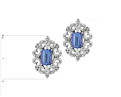 Kolczyki z białego złota z brylantami i tanzanitami - próba 585