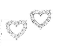 Kolczyki z białego złota z brylantami laboratoryjnymi - serca - 0,20 ct - próba 585