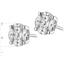 Kolczyki z białego złota z diamentami - 1,18 ct - próba 585
