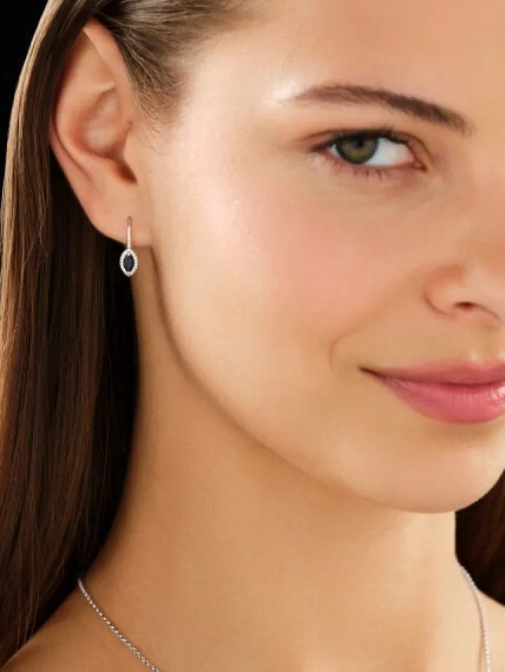 Kolczyki z białego złota z brylantami i szafirami - próba 585