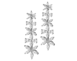 Kolczyki z białego złota z diamentami - kwiaty - 3,86 ct - próba 750