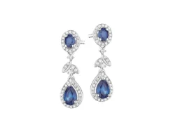 Kolczyki z białego złota z brylantami i szafirami - próba 585