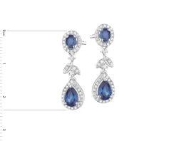 Kolczyki z białego złota z brylantami i szafirami - próba 585