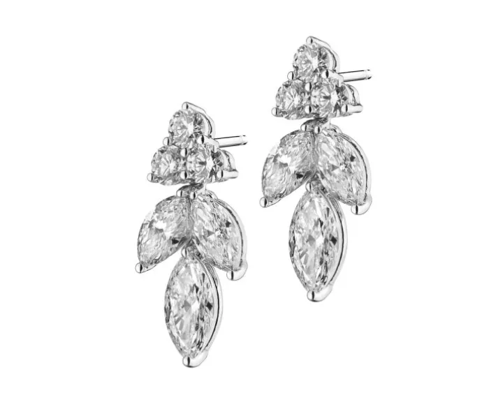 Kolczyki z białego złota z diamentami - 2,22 ct - próba 750