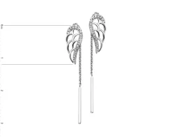 Kolczyki z białego złota z diamentami - skrzydła - 0,02 ct - próba 585