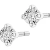Kolczyki z  białego złota z brylantami - 0,02 ct - próba 585