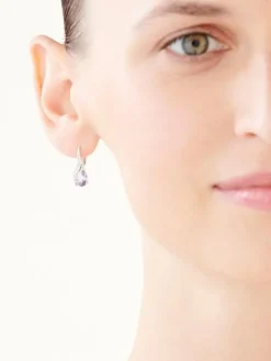 Kolczyki z białego złota z diamentami i ametystami - próba 375