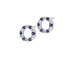 Kolczyki z białego złota z diamentami i szafirami - próba 585