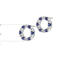 Kolczyki z białego złota z diamentami i szafirami - próba 585