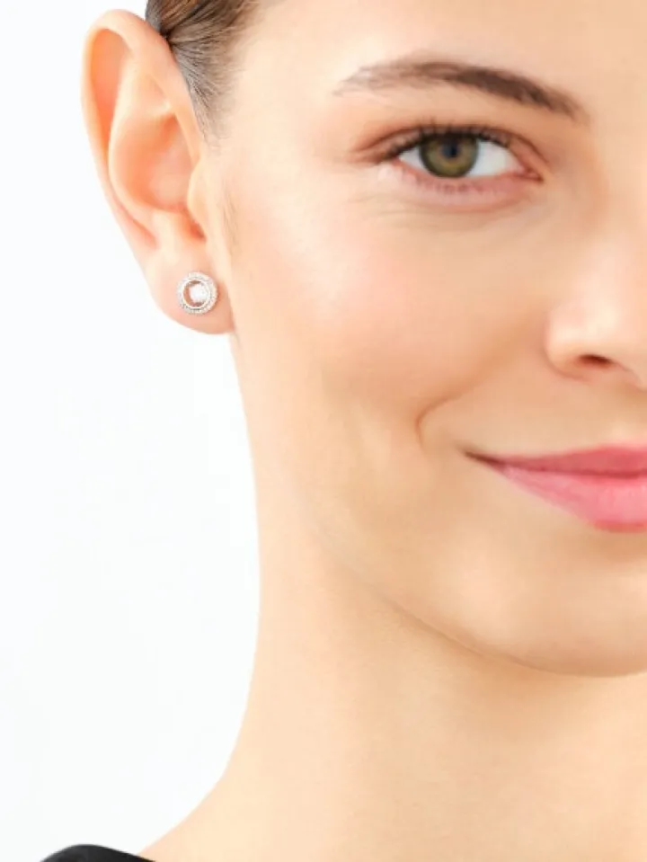 Kolczyki z białego złota z diamentami - koła - 0,33 ct - próba 750