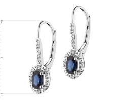 Kolczyki z białego złota z diamentami i szafirami - próba 585