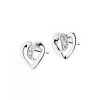 Kolczyki z białego złota z diamentami - serca - 0,005 ct - próba 375