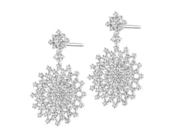 Kolczyki z białego złota z brylantami - rozety - 1,21 ct - próba 585