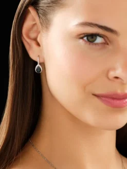 Kolczyki z białego złota z brylantami i szafirami - próba 585