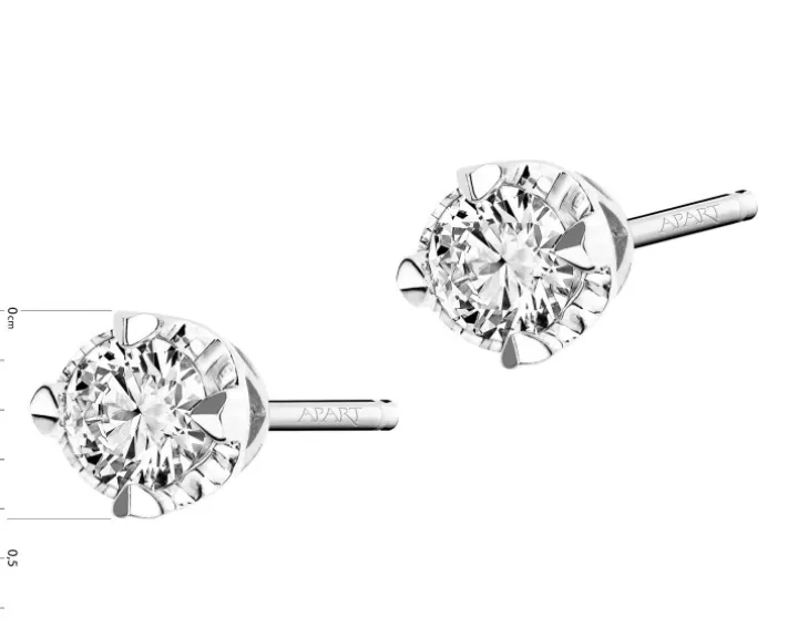 Kolczyki z białego złota z brylantami - serca - 0,24 ct - próba 585