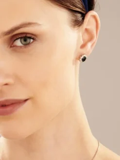 Kolczyki z białego złota z brylantami i szafirami - próba 585