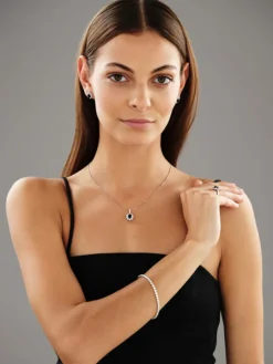 Kolczyki z białego złota z brylantami i szafirami - próba 585