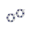 Kolczyki z białego złota z diamentami i szafirami - próba 375