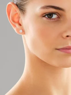 Kolczyki z białego złota z brylantami laboratoryjnymi - 0,37 ct - próba 585