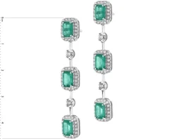 Kolczyki z białego złota z brylantami i szmaragdami - próba 750