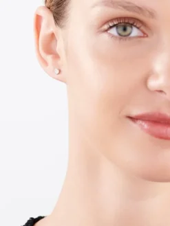 Kolczyki z białego złota z diamentami - 0,02 ct - próba 375