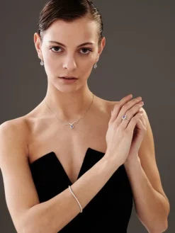 Kolczyki z białego złota z brylantami i tanzanitami - próba 585