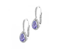 Kolczyki z białego złota z diamentami i tanzanitami - próba 585