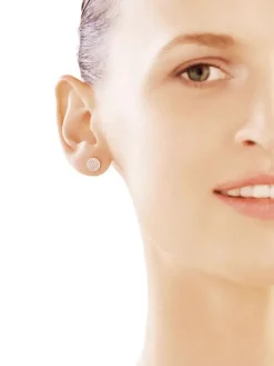 Kolczyki z białego złota z diamentami - 0,20 ct - próba 585