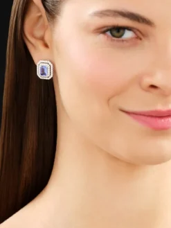 Kolczyki z białego złota z brylantami i tanzanitami - próba 750