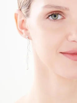 Kolczyki z białego złota z brylantami i perłami - próba 375