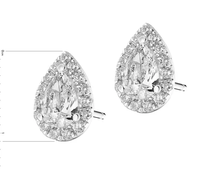 Kolczyki z białego złota z diamentami - SI2/H - 1,11 ct - próba 750