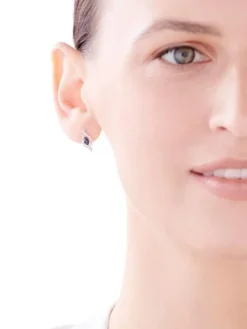 Kolczyki z białego złota z diamentami i szafirami - próba 585