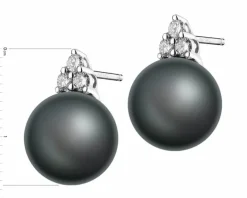 Kolczyki z białego złota z brylantami i perłami Tahiti - próba 585
