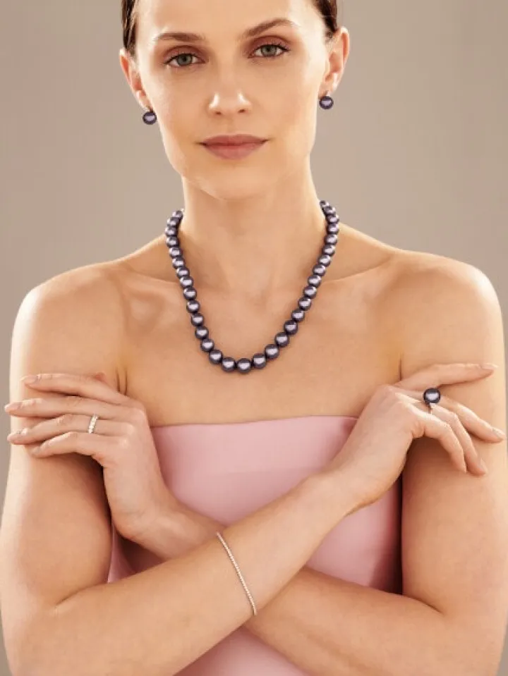 Kolczyki z białego złota z brylantami i perłami Tahiti - próba 585