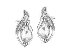 Kolczyki z białego złota z brylantami i topazami białymi - próba 375