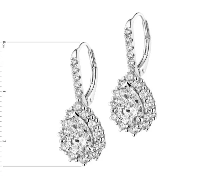 Kolczyki z białego złota z diamentami - 3,17 ct - próba 750