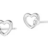 Kolczyki z białego złota z diamentami - serca - 0,008 ct - próba 585