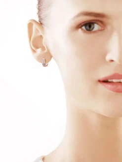 Kolczyki z białego złota z diamentami - koła - 0,10 ct - próba 375