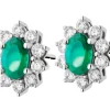 Kolczyki z białego złota z brylantami i szmaragdami - próba 585