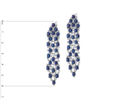 Kolczyki z białego złota z diamentami i szafirami - próba 585