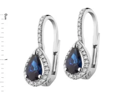 Kolczyki z białego złota z diamentami i szafirami - próba 585