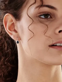 Kolczyki z białego złota z diamentami i szafirami - próba 585