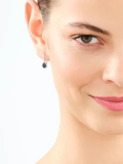 Kolczyki z białego złota z diamentami i szafirami - próba 585