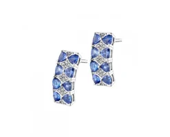 Kolczyki z białego złota z diamentami i tanzanitami - próba 585