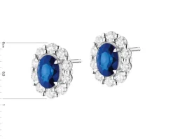Kolczyki z białego złota z brylantami i szafirami - próba 585