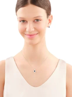 Kolczyki z białego złota z brylantami i szafirami - próba 585